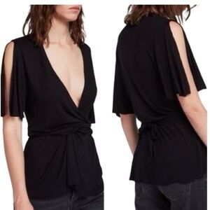 🆕 AllSaints Amira Surplice Knit Top
BLACK Deep V Wrap Waist Size medium
